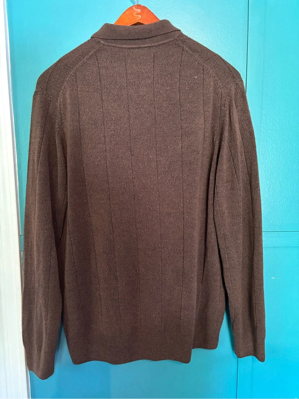Geoffrey Beene Brown V-Neck Polo Sweater Size XL